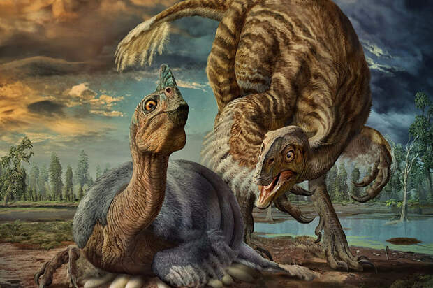 Взрослые особи динозавра Beibeilong. Изображение: Zhao-CHuang