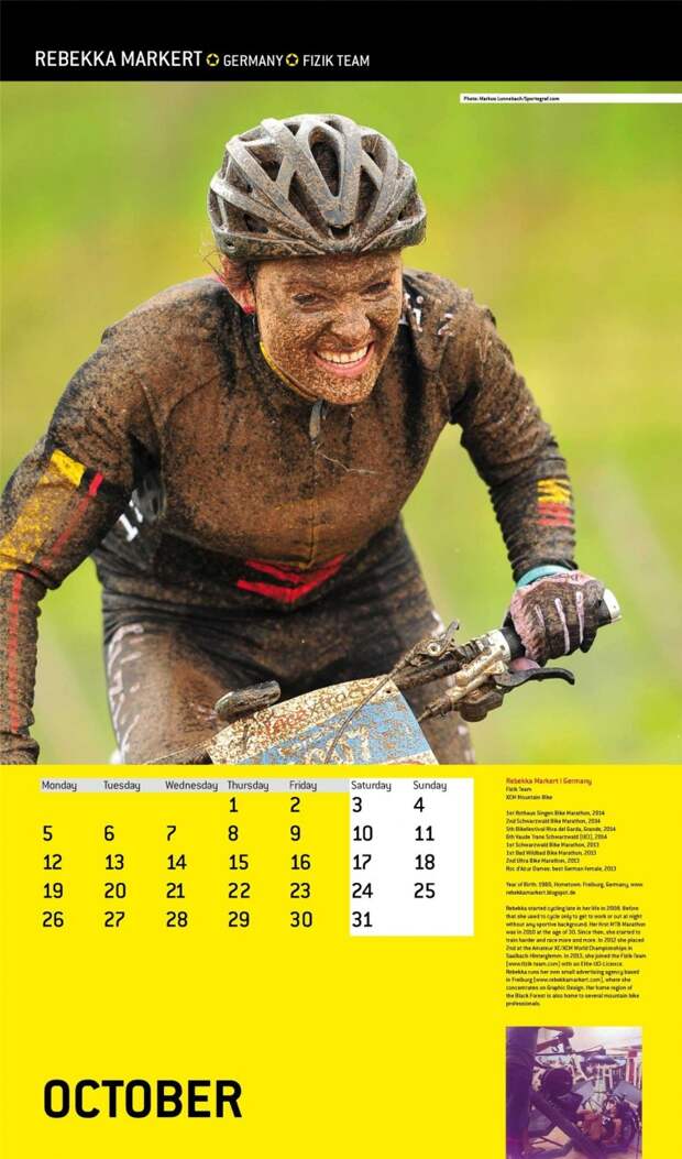 Профессиональные спортсменки в велосипедном календаре Cyclepassion calendar 2015 - Rebekka Markert / Ребекка Маркерт