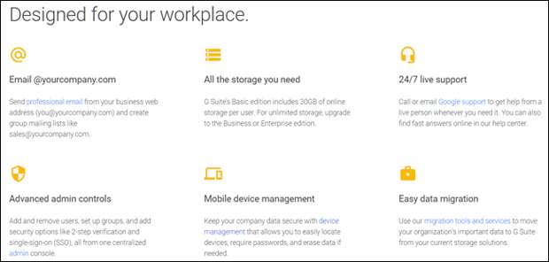 Additional business features for G Suite
