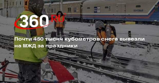 Почти 450 тысяч кубометров снега вывезли на МЖД за праздники