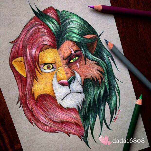I Combine Two Characters Into One In My Colored Pencil Illustrations (63 Pics)