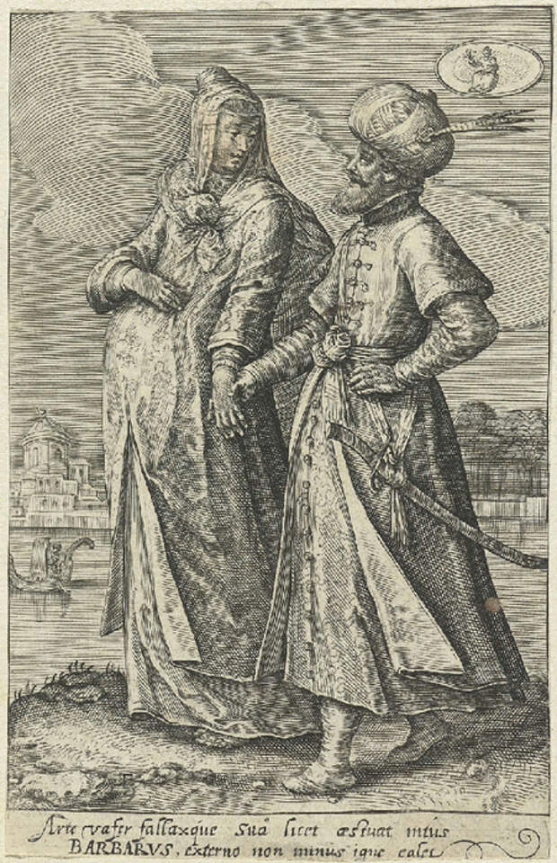 Man en vrouw in Turkse kledij, in de maand Augustus (451x700, 454Kb)