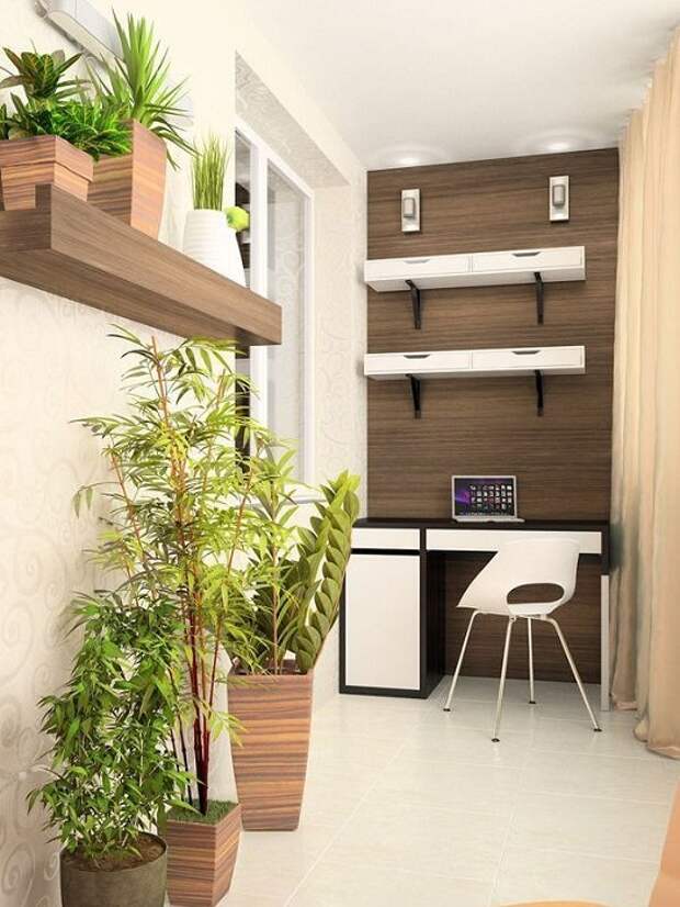 Хорошенький вариант создать отличное решение и интересный интерьер в компактной комнате оформленной под домашний офис.