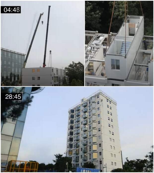 В Китае 10-этажный жилой дом построили «под ключ» всего за 28 часов 45 минут (г. Чанша).