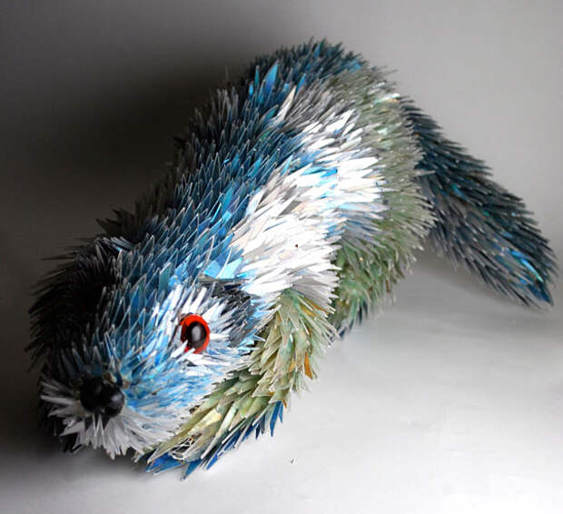 Animal Sculptures Made Of Shattered CDs