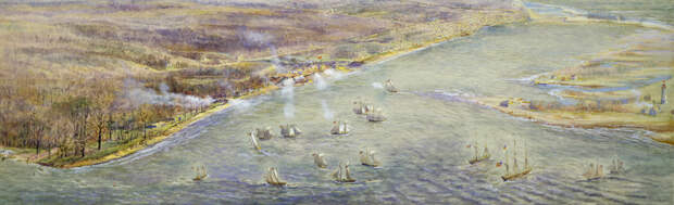 Прибытие американского флота до захвата Йорка 27 апреля 1813 года.