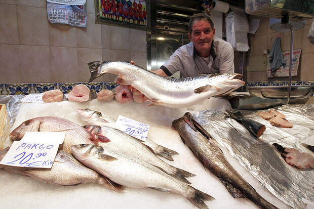 Средиземноморская рыба и морепродукты (в 2013 году доля рыбы и морепродуктов, ввезенных из подвергнутым санкциям стран, в годовом потреблении в РФ составила 13,3%)