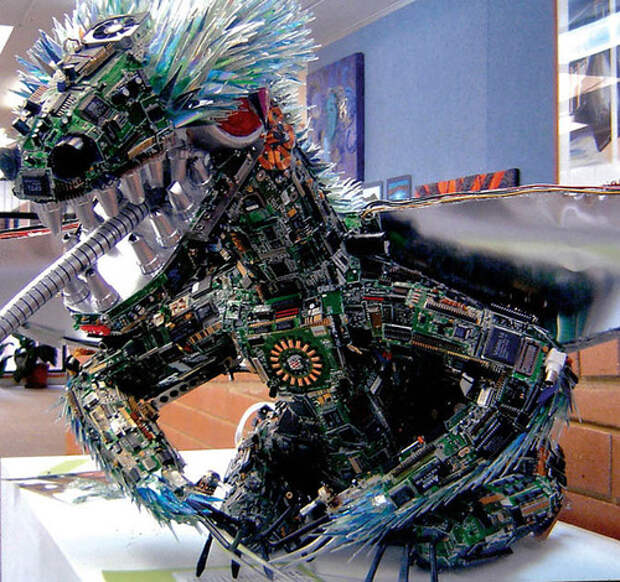CDs and electronics parts sculpture by Australian artist Sean Avery