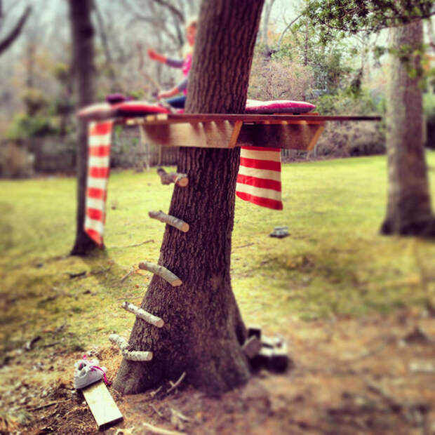 4. Простой домик на дереве для детей дача, двор, идея