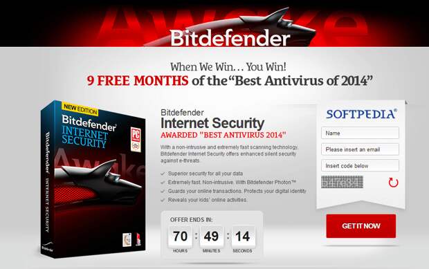 Bitdefender Internet Security на 9 месяцев бесплатно