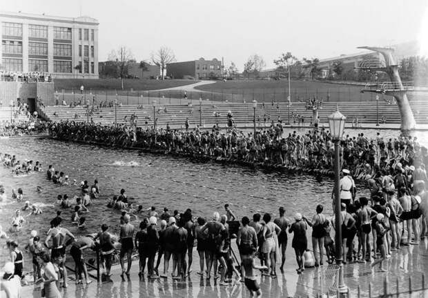 Захватывающие старинные фото купания в открытых бассейнах Нью-Йорка в 1930-х 
