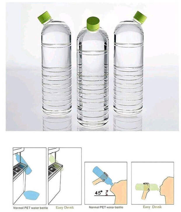 Горлышко бутылки находится под углом для лёгкого наполнения и питья. Фото: reddit.com 