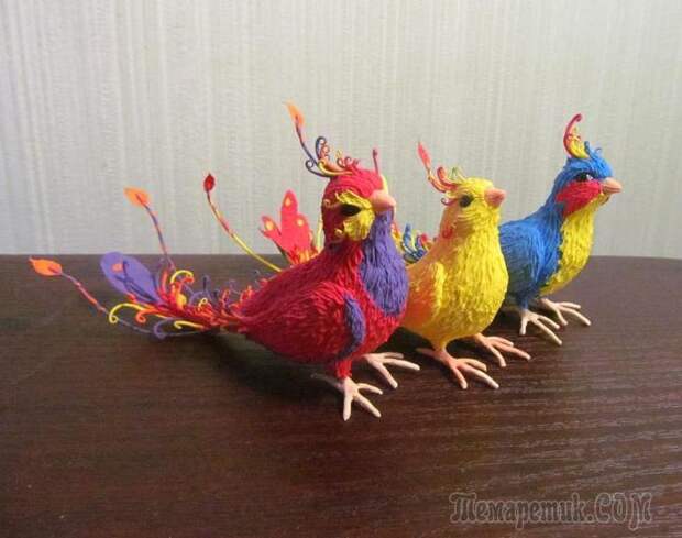 Птички из бархатной пластики