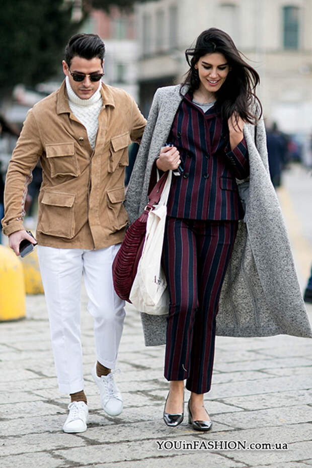 Неделя моды в Милане, уличный стиль, серое пальто