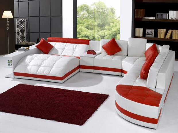 Большой модульный диван поможет оригинально дополнить дизайн гостевой комнаты