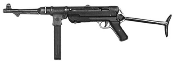 9-мм пистолет-пулемет МР.38 со сложенным прикладом (вид слева)