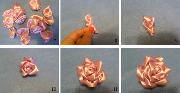 Как сделать розу из кусочков ленты