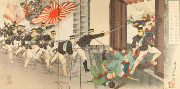 einen - harada jyukichi a brave soldier defeated immense enemies by climbing over the wall of the northern - google art project