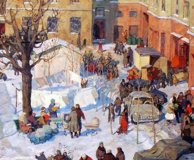 Игорь Попов. Наш двор. 1964 г. Фрагмент картины