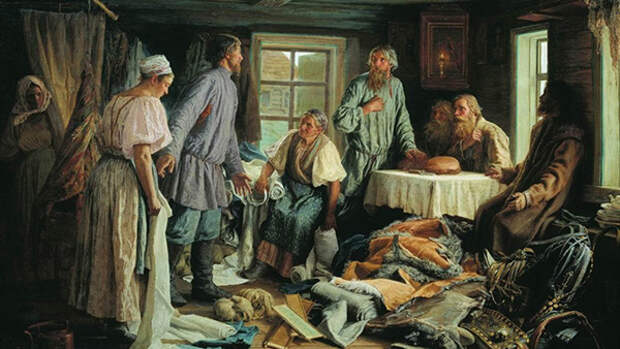 Картина В. Максимова «Семейный раздел» (1876)