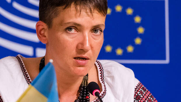 Надежда Савченко во время пресс-конференции в Европарламенте в Брюсселе, сентябрь 2016 года