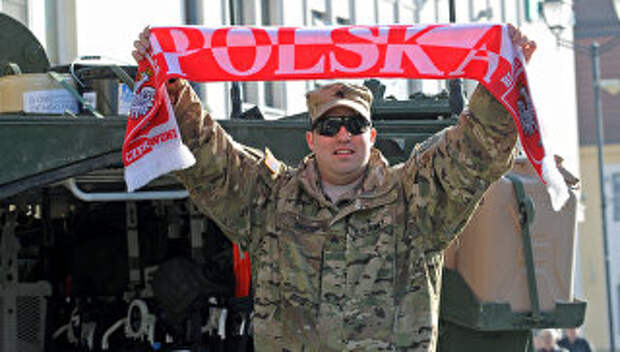 Американский военный в Польше во время учений Атлантическая решимость