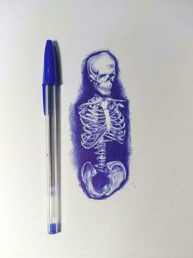 1. "Я нарисовал скелет шариковой ручкой"