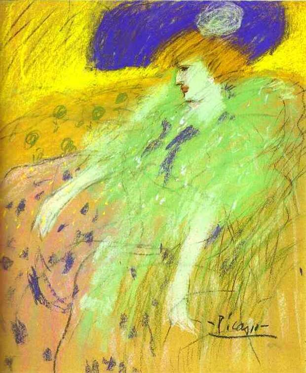 Пабло Пикассо. Женщина в голубой шляпе. 1901 год