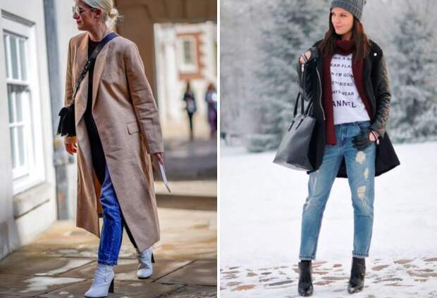 зимние широкие джинсы