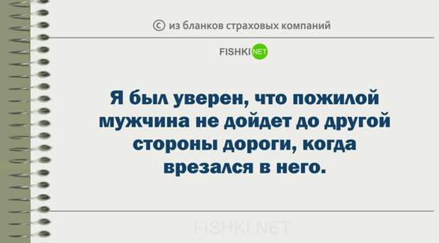 Забавные пояснения из бланков страховых компаний страховка, юмор