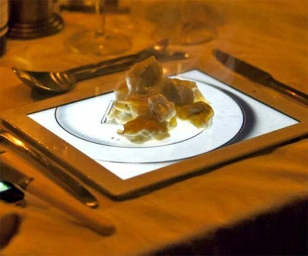 4. Десерт из яблок на планшете блюдо, еда, идея, оригинальность, подача, ресторан, сервировка, странность