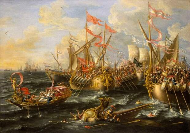 Сражение при Акциуме, Лоренцо А. Кастро, 1672 год. \ Фото: wikipedia.org.