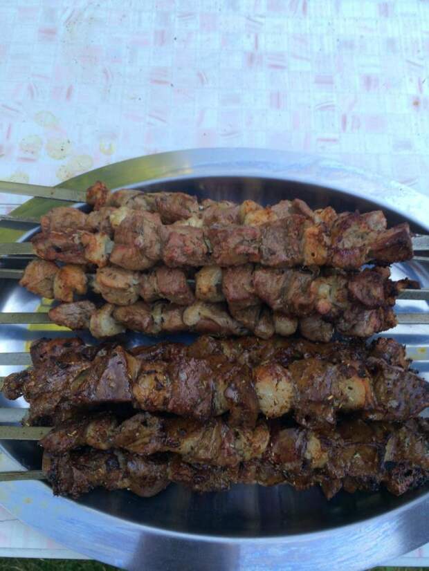 Узбекский шашлык из печени + шашлык из парного барашка Узбекский шашлык из печени + шашлык из парного барашка баранина, печень, шашлык