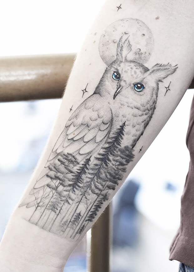 Татуировки с изображением совы фото 3