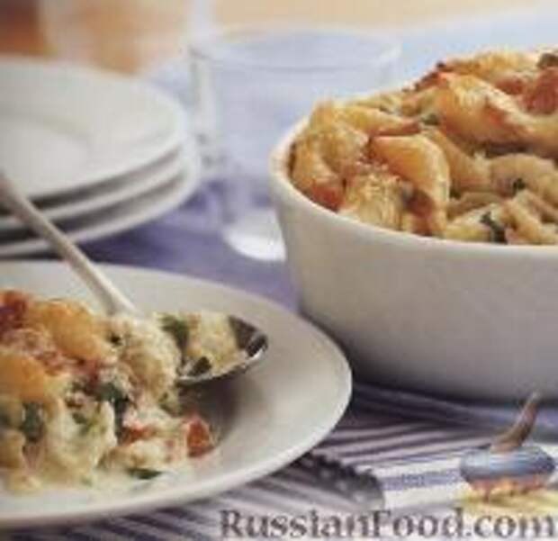 Фото к рецепту: Макароны-«ракушки» с ветчиной и сыром