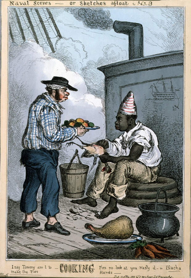 Кок с британского корабля готовит обед, 1831 год. | Фото: collections.rmg.co.uk.