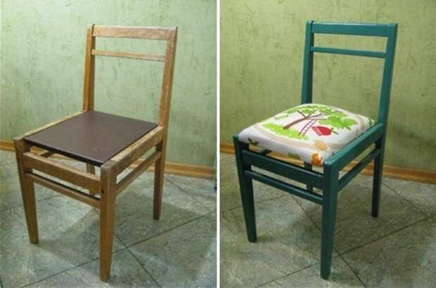 Добавим несколько идей по переделке стульев до и после, идея, мебель, ремонт, своими руками, фантазия