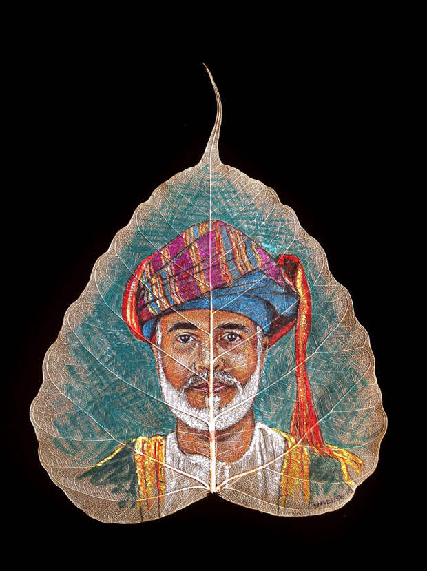 Султан Омана Кабус бен Саид искусство, картины, листья, художник