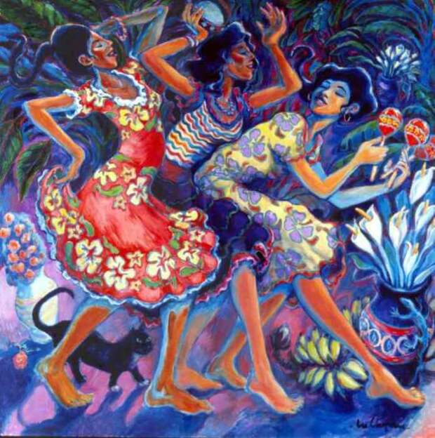 Три тропиканки (Trio Tropicales). Причудливые картины мексиканского художника Ли Чапмен (Lee Chapman).