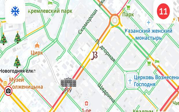 11 баллов: в Рязани 14 января зафиксированы аномальные пробки