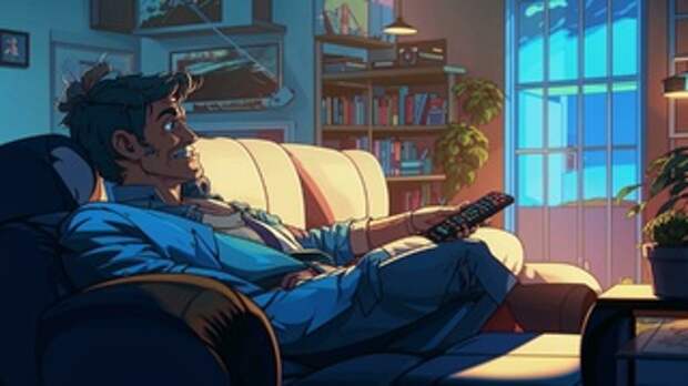 Мужчина лежит на диване / Изображение сгенерировано ИИ FusionBrain.AI от Sber AI / amic.ru