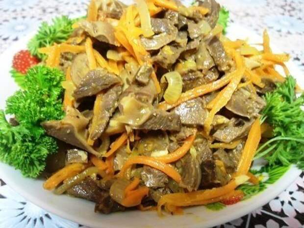 Салат из куриных желудков...почти по корейски...