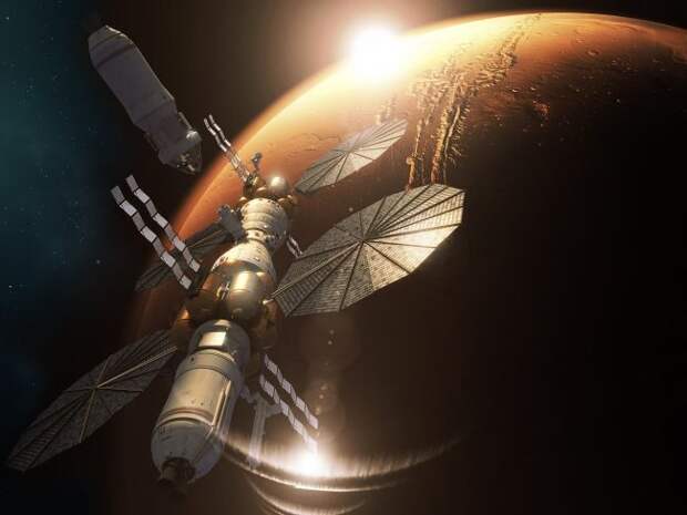 Художественное представление орбитальной марсианской станции Mars Base Camp Художественное представление орбитальной марсианской станции Mars Base Camp