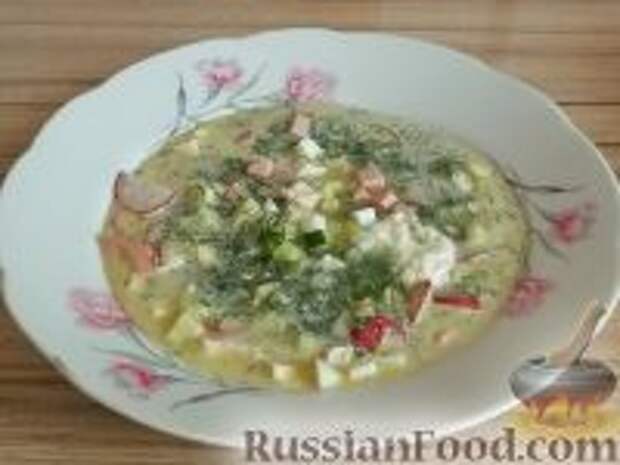 Фото к рецепту: Окрошка мясная по-русски