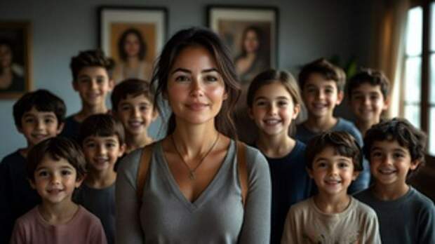 Многодетная семья / Изображение сгенерировано YandexGPT 5 Pro / amic.ru