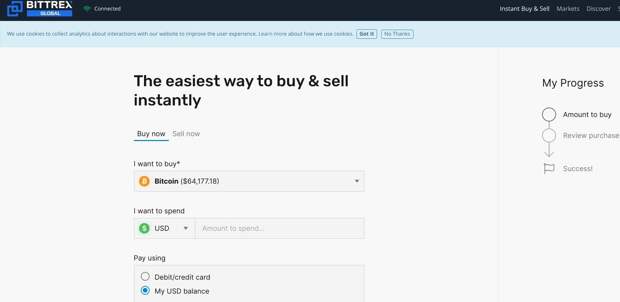 bittrex homepage screenshot