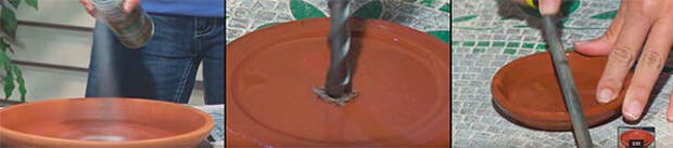Мини-фонтан своими руками из глиняных горшков и тарелок