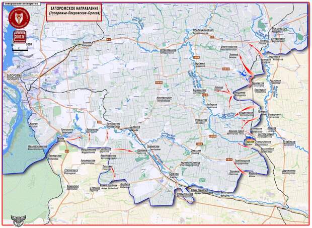 Карта СВО 1 марта 2026 года. Запорожское направление.