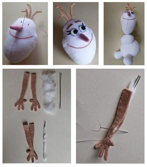 Текстильный снеговик Олаф 6
