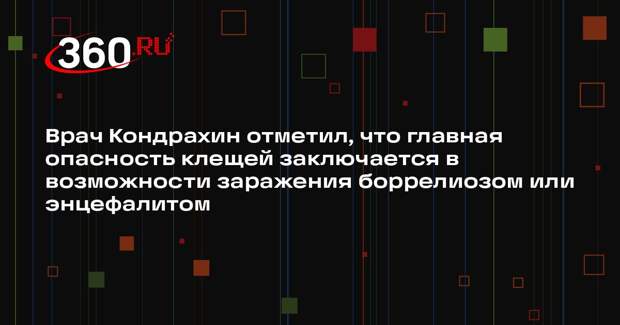 Врач Кондрахин отметил, что главная опасность клещей заключается в возможности заражения боррелиозом или энцефалитом